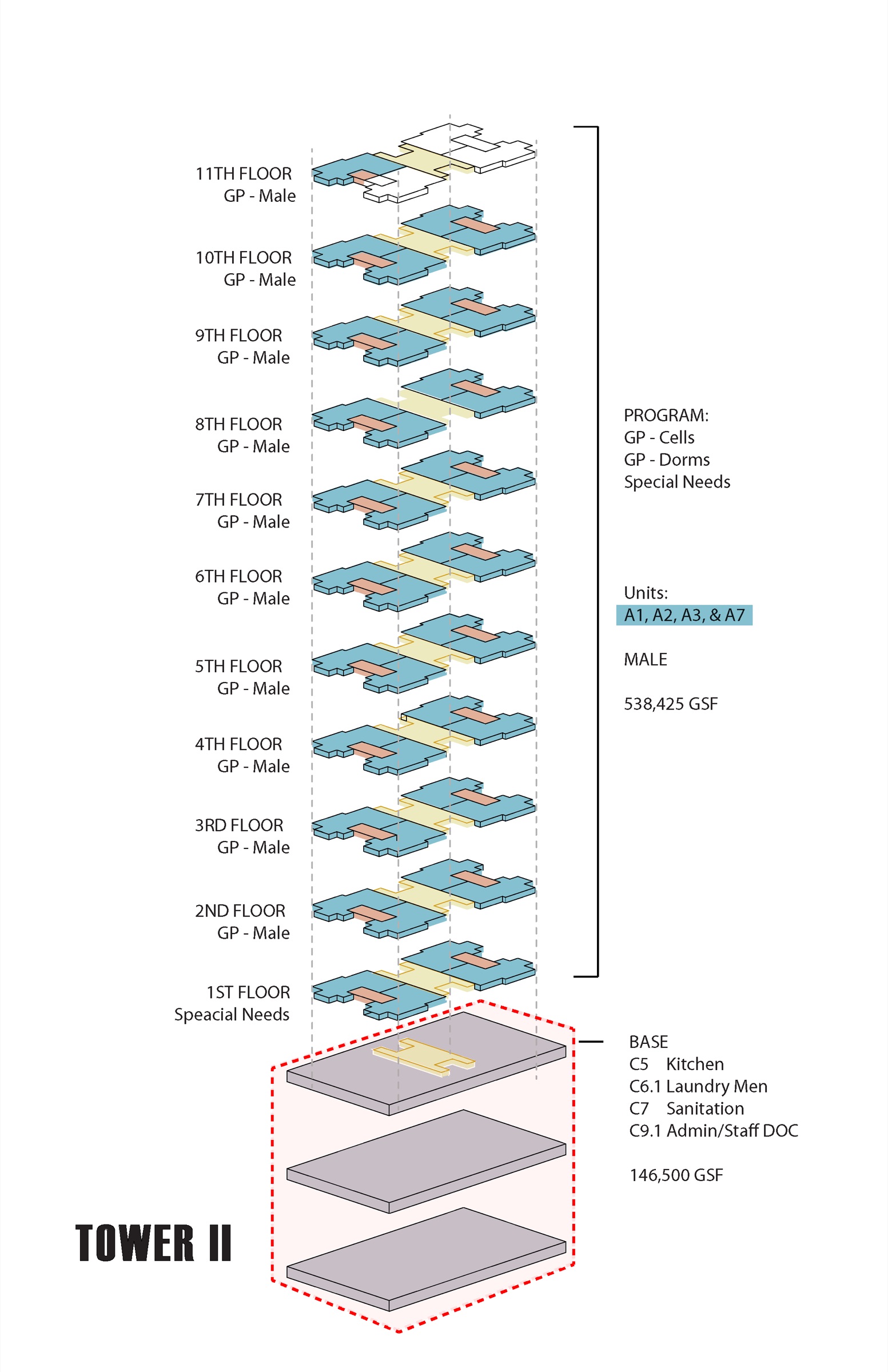 Cook County Tower II programmatic stacking
